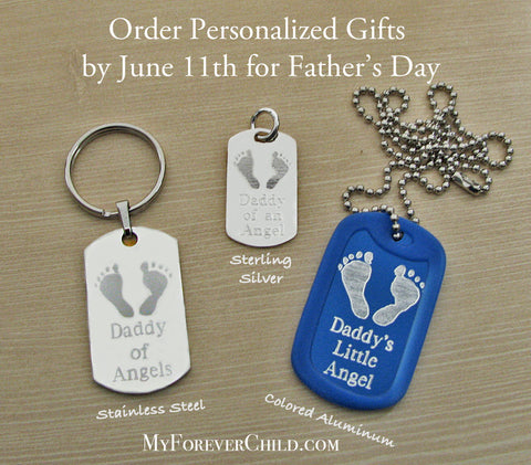 Father's Day Gift Guide Personalized Baby Feet Keychains, Necklaces for Daddy of Angels