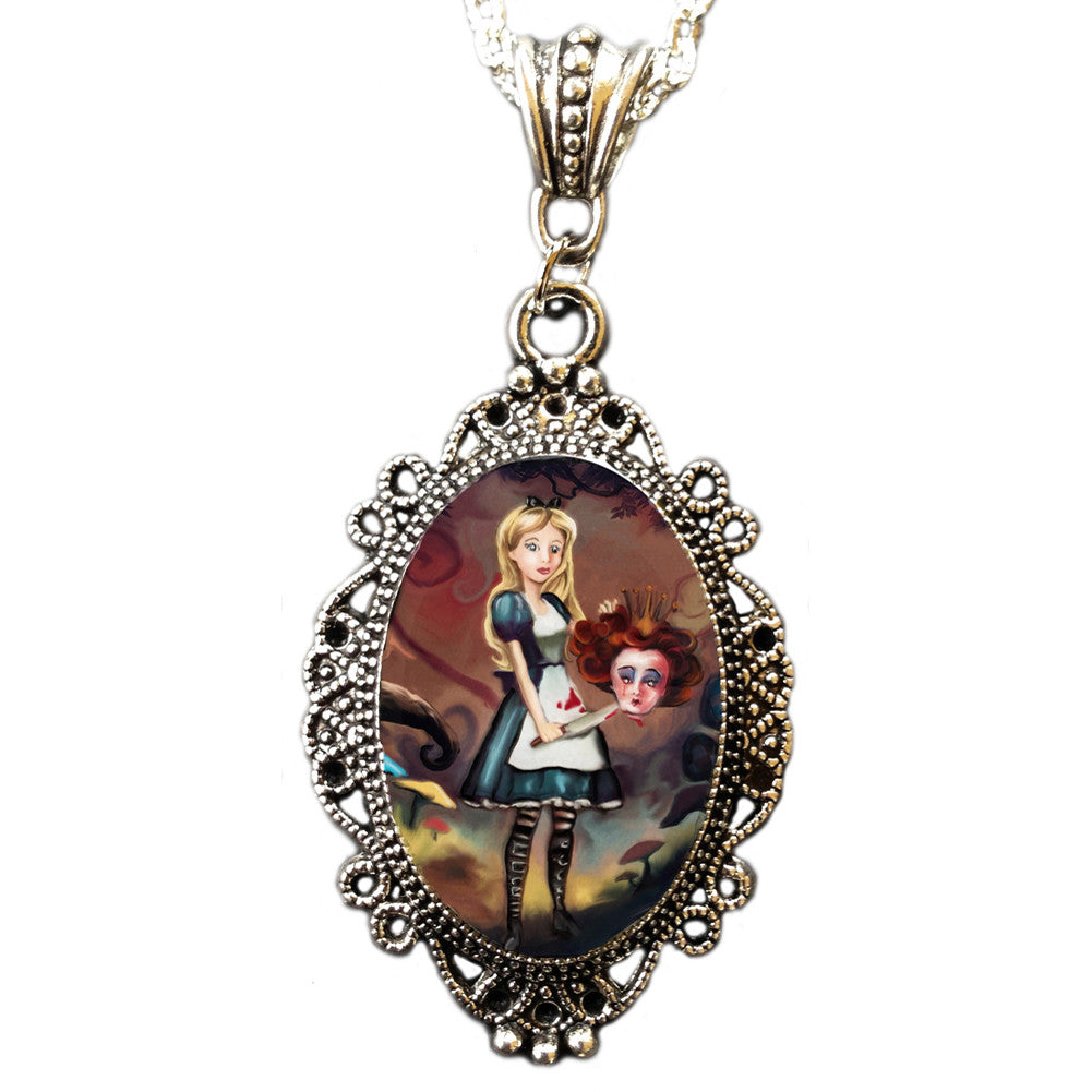 Alkemie & Artistry Off With Her Head Cameo Necklace Evil Alice Wonderland