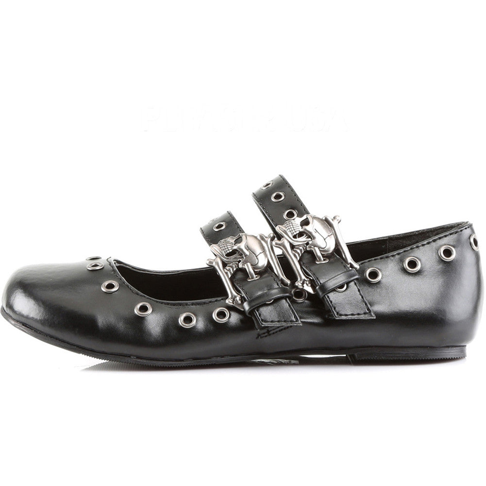 Demonia Daisy 03 Flats Skull Bones Punk Goth Psychobilly