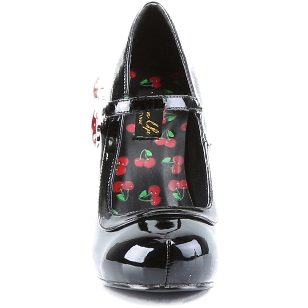 Pin Up Couture Cutiepie 10 Strap Heel Cherry Retro Vintage Rockabilly