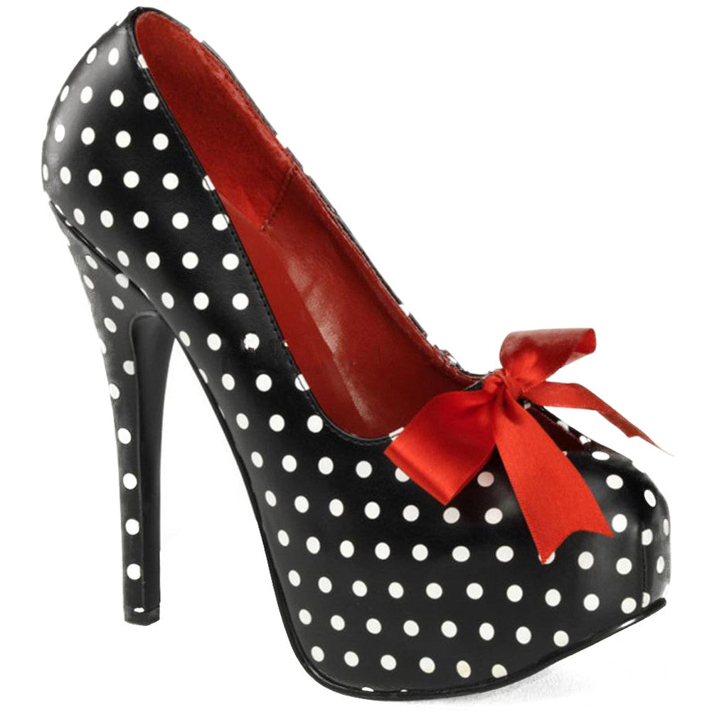 Pin Up Couture Teeze 12-5 Heel Polka Dot Bow Retro Vintage Rockabilly