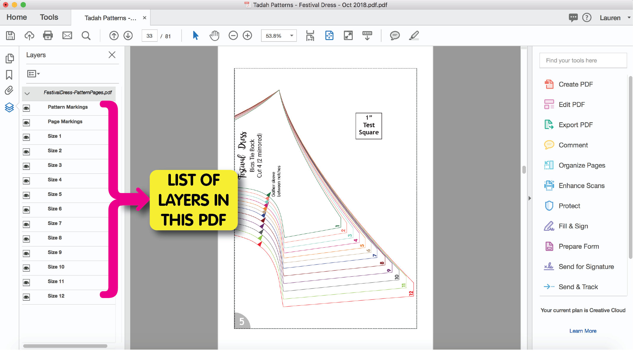 how to use layers in pdf pattern