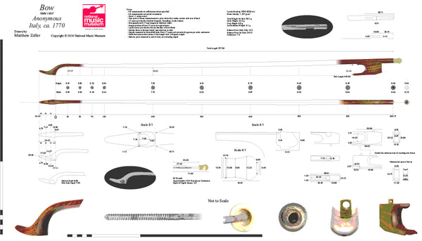 Technical drawing of Italian violin bow