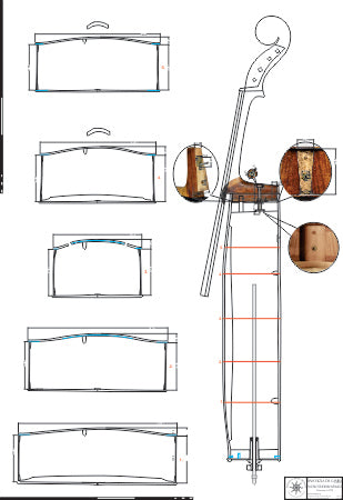 Technical drawing, cello ('The Fruh') by Stradivari, 1730