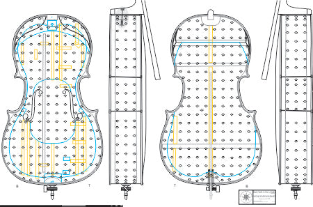 Technical drawing, cello ('The Fruh') by Stradivari, 1730