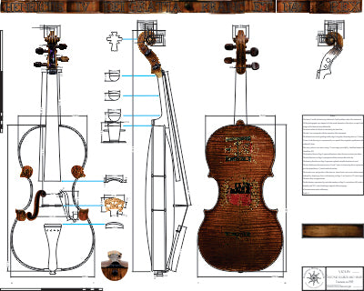 Technical drawing, Amati, King Henry IV, violin, 1595