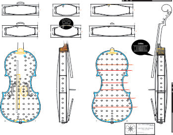 Technical drawing, Stradivari's 'Harrison' violin, 1693