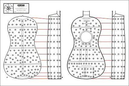 Technical drawing of Stradivari guitar