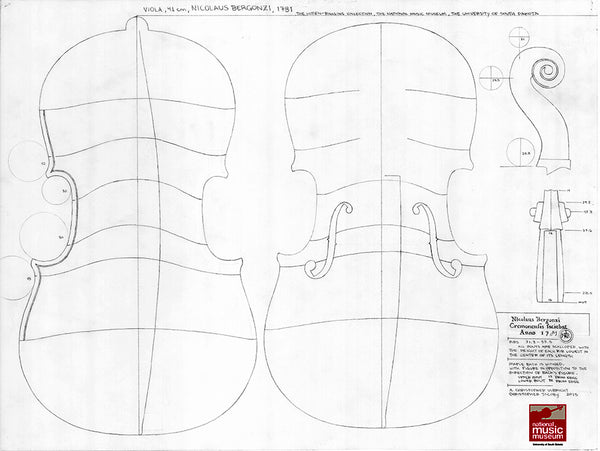 Technical drawing of Bergonzi viola