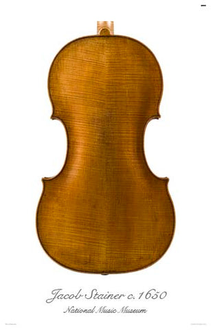 Photo of back of Jacob Stainer tenor viola, 1650