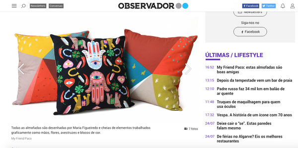 My Friend Paco designer cushions at Observador.pt