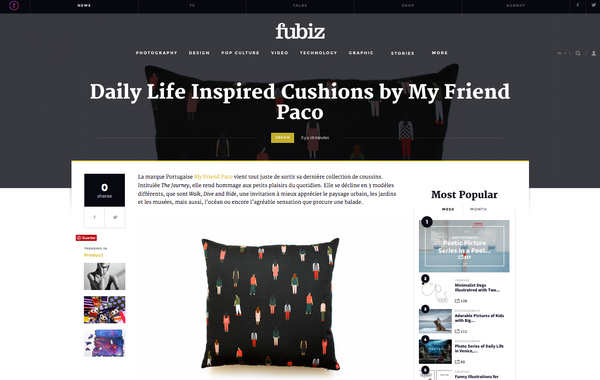 Fubiz blog features designer printed cushions by my friend paco