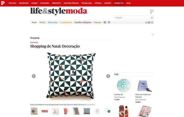 Publico website magazine features designer printed cushions by my friend paco