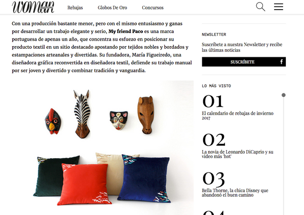 woman madame decor magazine features designer cushions by my friend paco