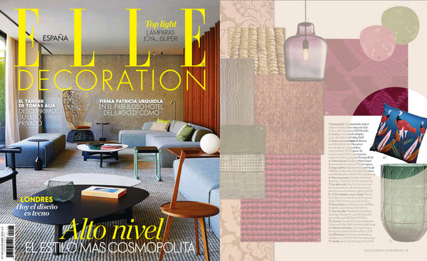 Elle decor interior design magazin from spain features printed designer cushion by My Friend Paco