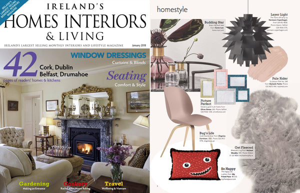 Homes Interiors Ireland features my friend paco printed cotton cushion