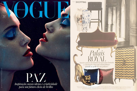 Vogue Portugal magazine features Wind embroidered velvet cushions by my friend paco