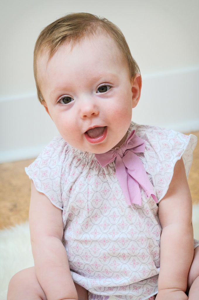 Ruched Bow Top Pink Keyhole