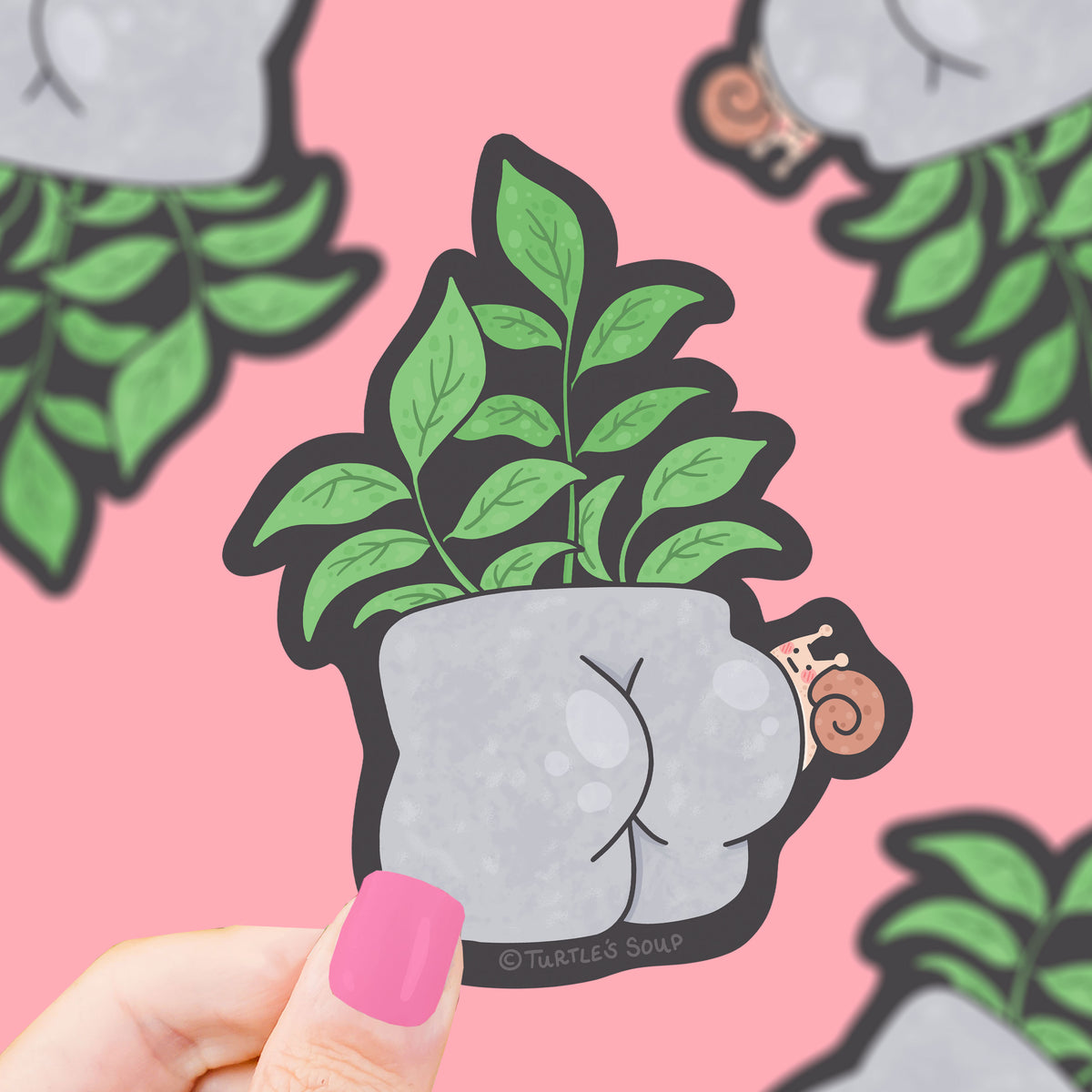 Butt Planter Vinyl Sticker Turtles Soup 1620