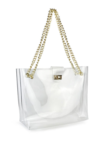 clear chain tote bag