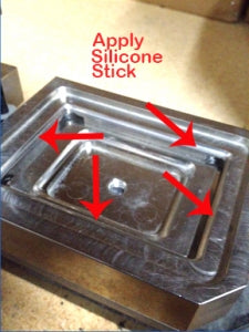 where to apply silicone stick to rectangle button makers