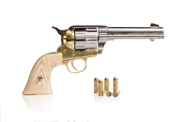 Colt 45 Peacemaker Replica Gun Nickel And Brass