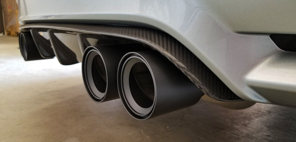 BMS BMW F80 F82 F83 Billet 3.75inch Exhaust Tips M2, M3, M4 Ceramic Matte Black Fitted - ML Performance UK