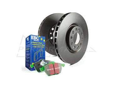 EBC BMW E60 E63 E65 E67 Greenstuff 2000 Series Sport Brakes Pad And Premium OE Replacement Plain Discs Kit To Fit Front - ATE Caliper (Inc. 520i, 523i, 525i & 630i) | ML Performance UK