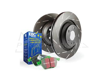 EBC Seat Skoda Volkswagen Greenstuff 2000 Series Sport Brakes Pad And USR slotted Discs Kit To Fit Front - ATE Caliper (Inc. 6L Ibiza, 6Y Fabia, Roomster & MK4 Polo) | ML Performance UK