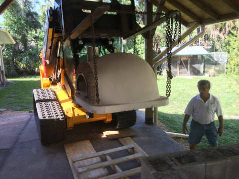 Moving a Brick pizza oven to a base