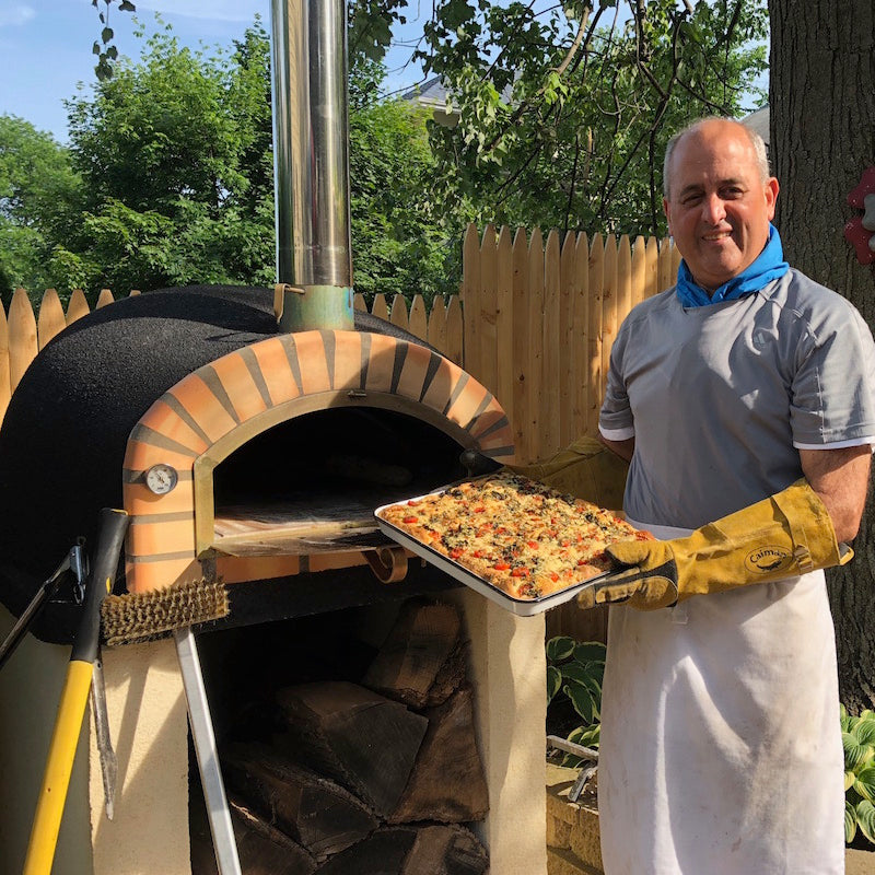 Cooking Foccacia in brick pizza oven