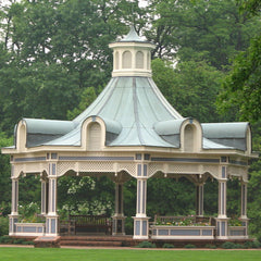 Victorian gazebo image with green roof