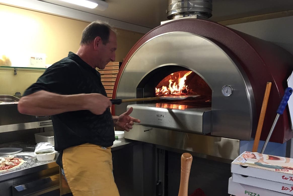 Alfa Ovens Commercial pizza oven in a food truck