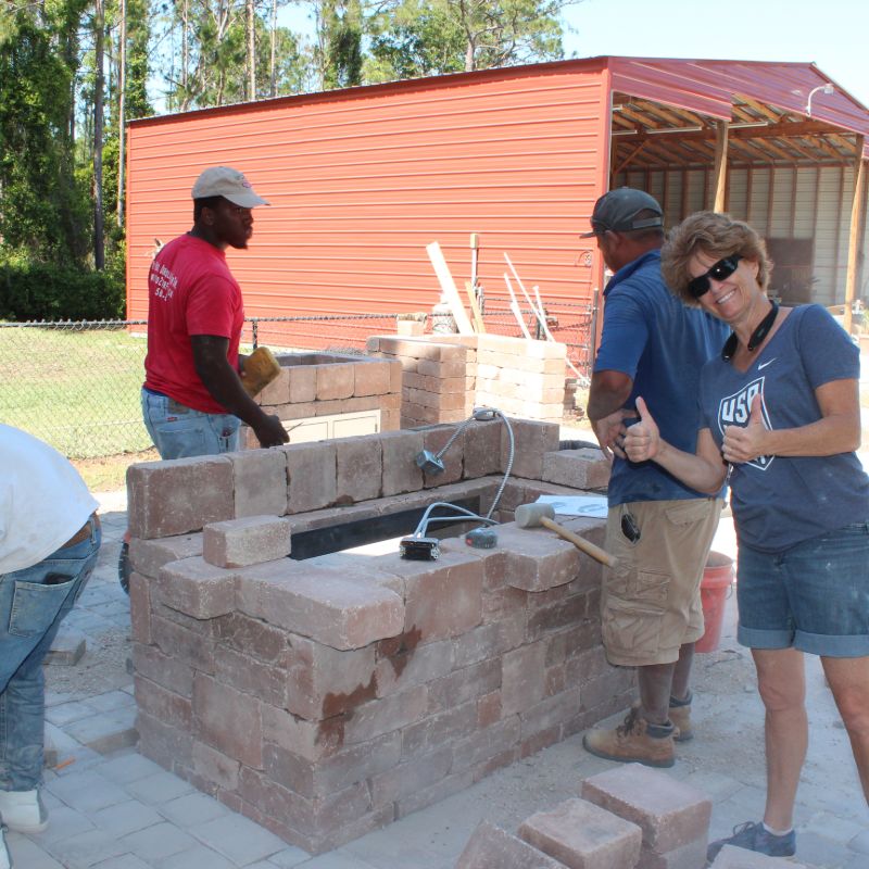 Outdoor kitchen island kit installation