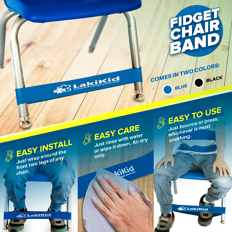 1 BLACK Chair Kicker Fidget Rubber Resistance Band ~ Focus ASD & ADHD. 