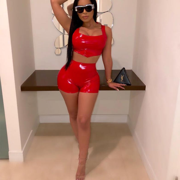 red latex co ord