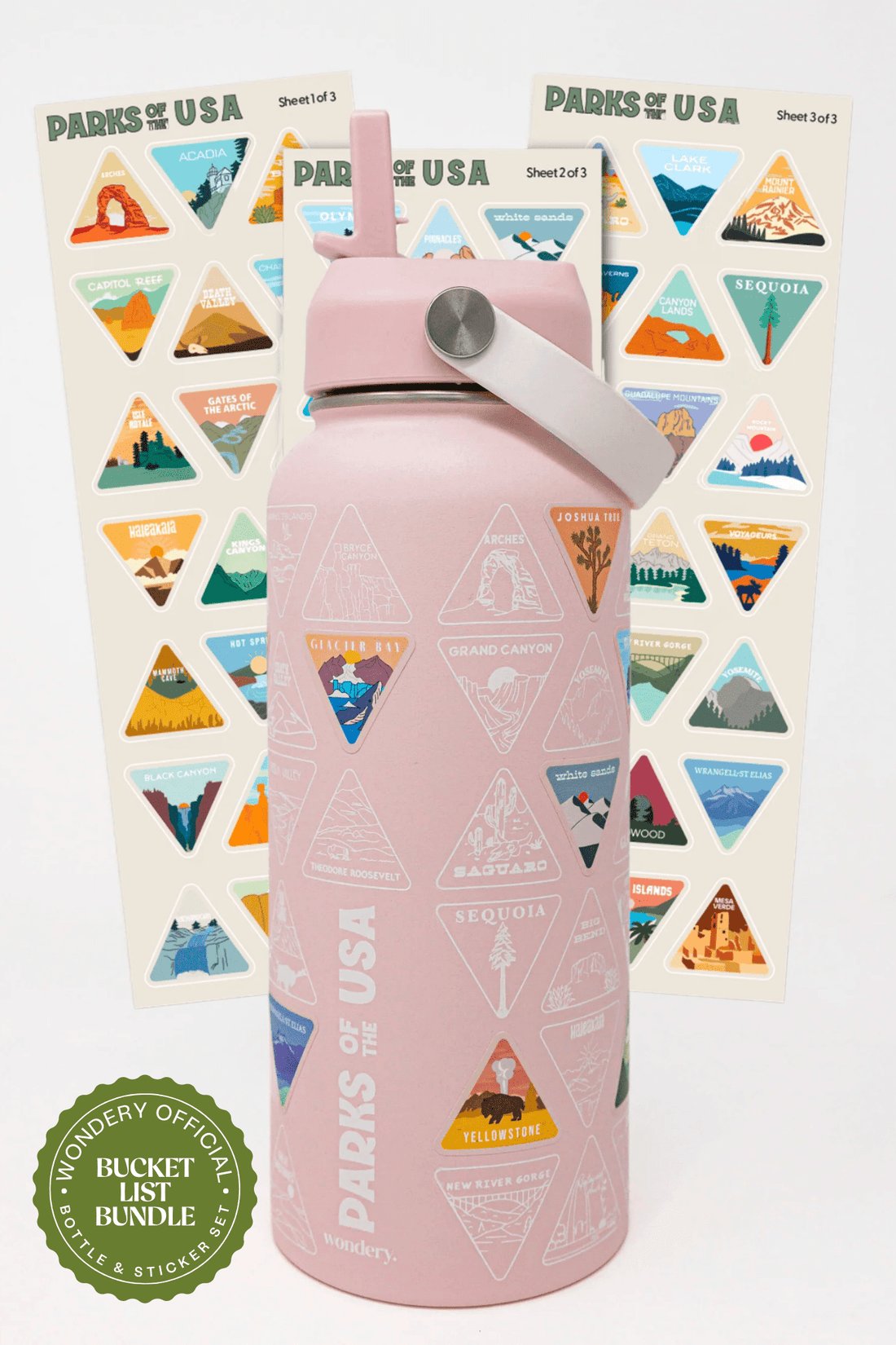 pink national park travel water bottle