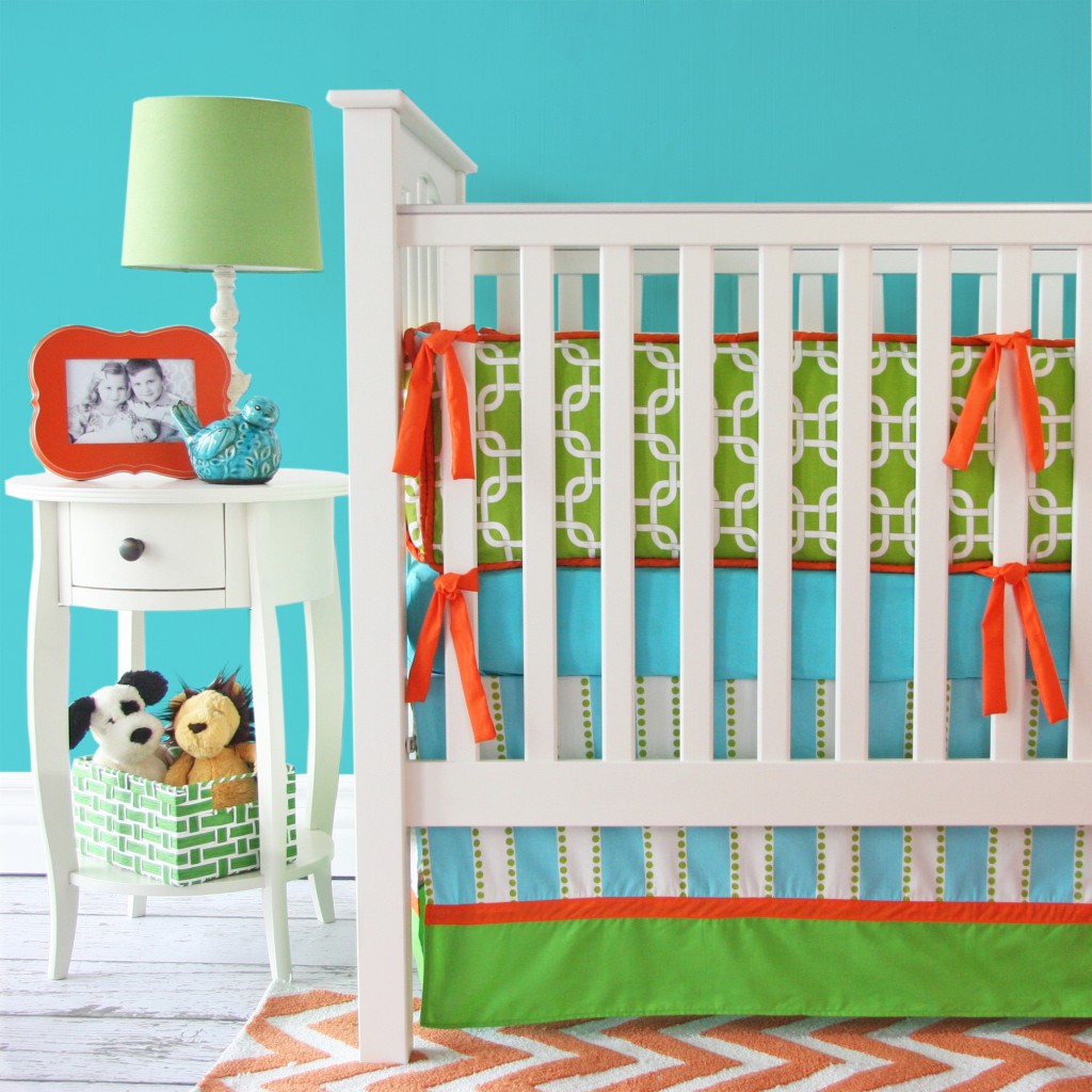 bright colored crib bedding