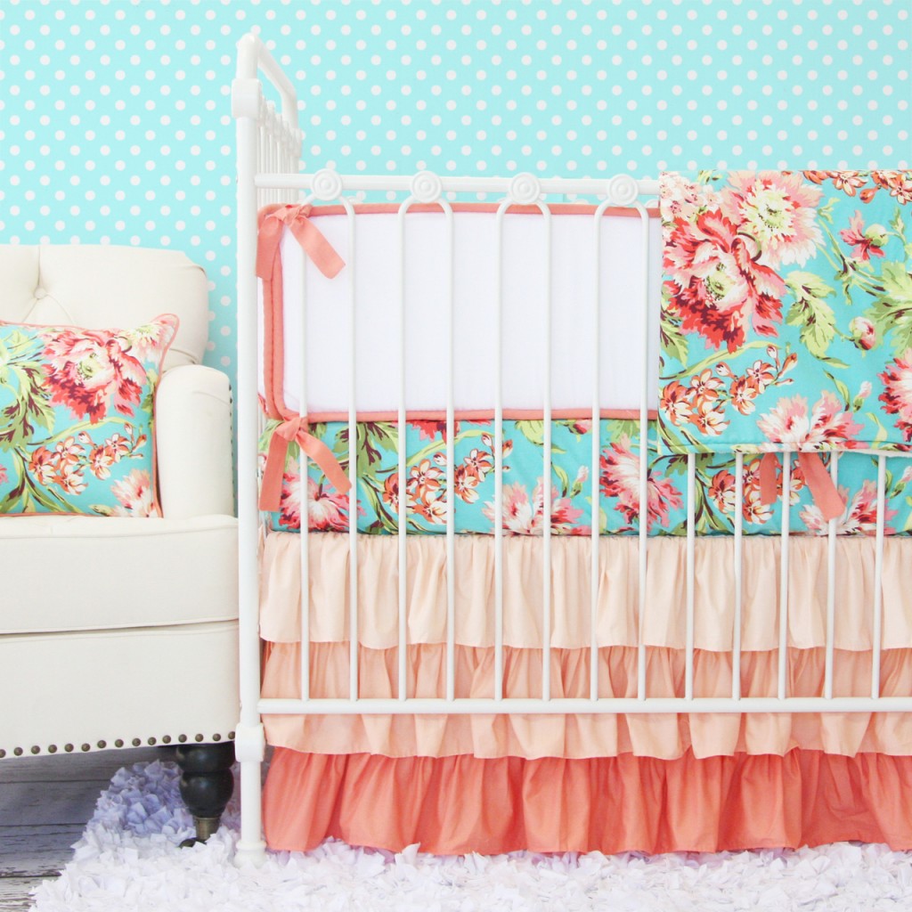 coral crib bedding