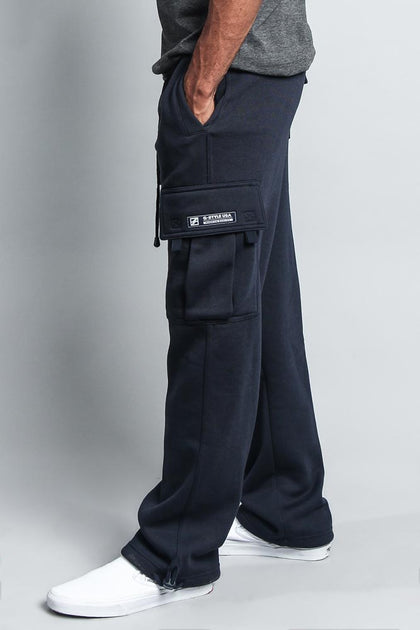 G-Style USA Men's Solid Fleece Heavyweight Cargo Pants 