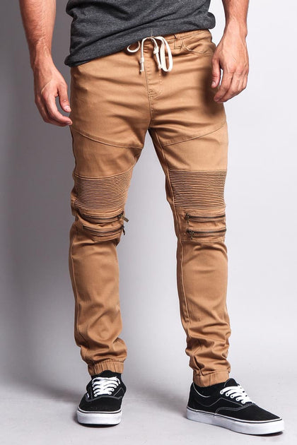 biker joggers with zippers