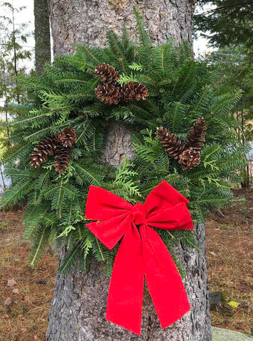holiday wreaths with fresh greens