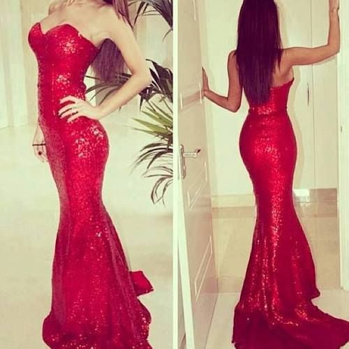 red prom dress glitter