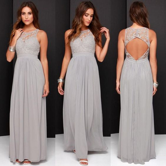 long bridesmaid dress,gray bridesmaid 