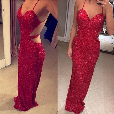 red glitter prom dresses