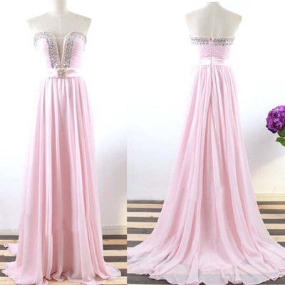 light pink strapless prom dress