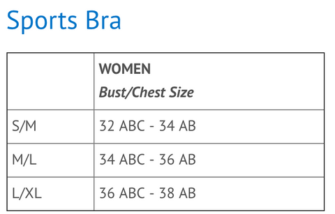 sports bra sizing