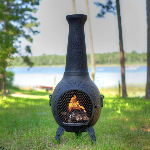 rustic chiminea wood outdoor fireplace