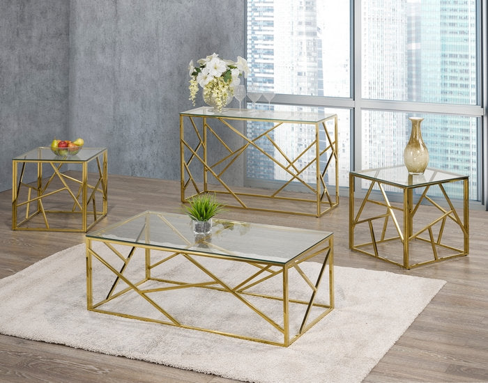 3 piece gold coffee table set