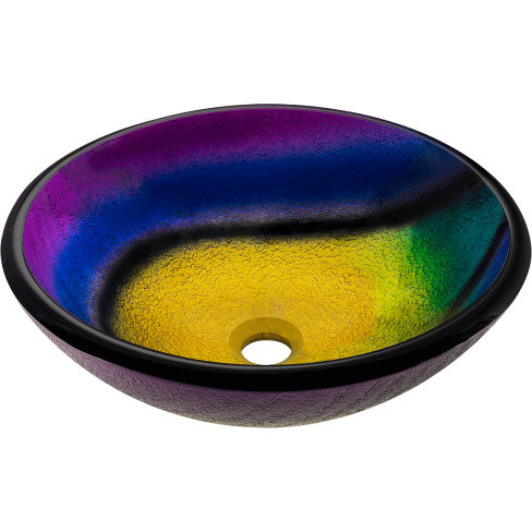Frosted Glass Vessel Sink 16 1 2 Round Rainbow Polaris P916